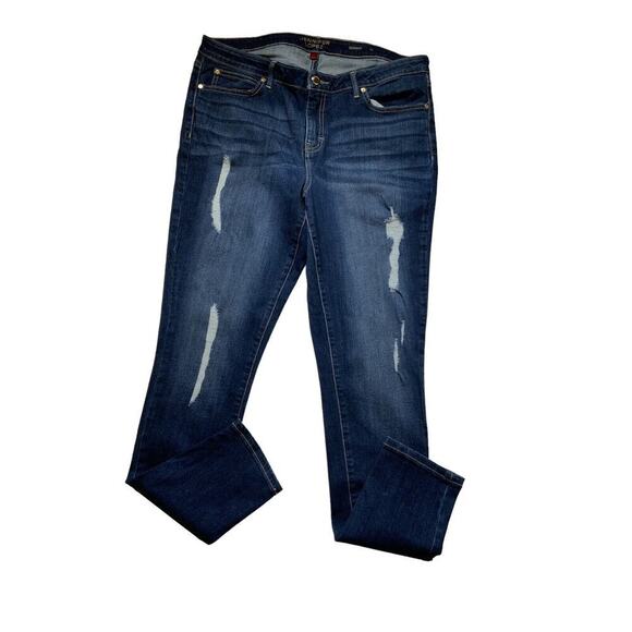 Jennifer Lopez Skinny Jeans Women's Size 16 Distressed Whiskers Stretch Faded - Picture 4 of 12